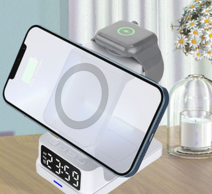 4in1 wireless cahrger station with clock