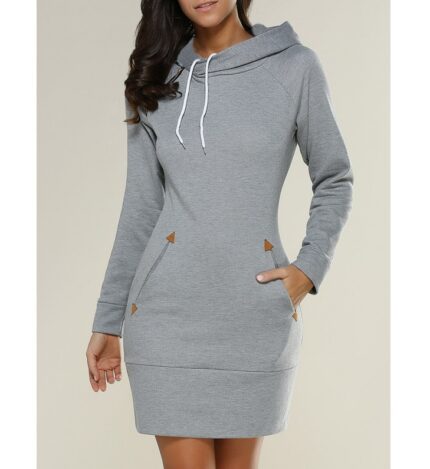 Sweatshirt Dresses for Women Pocket Hooded