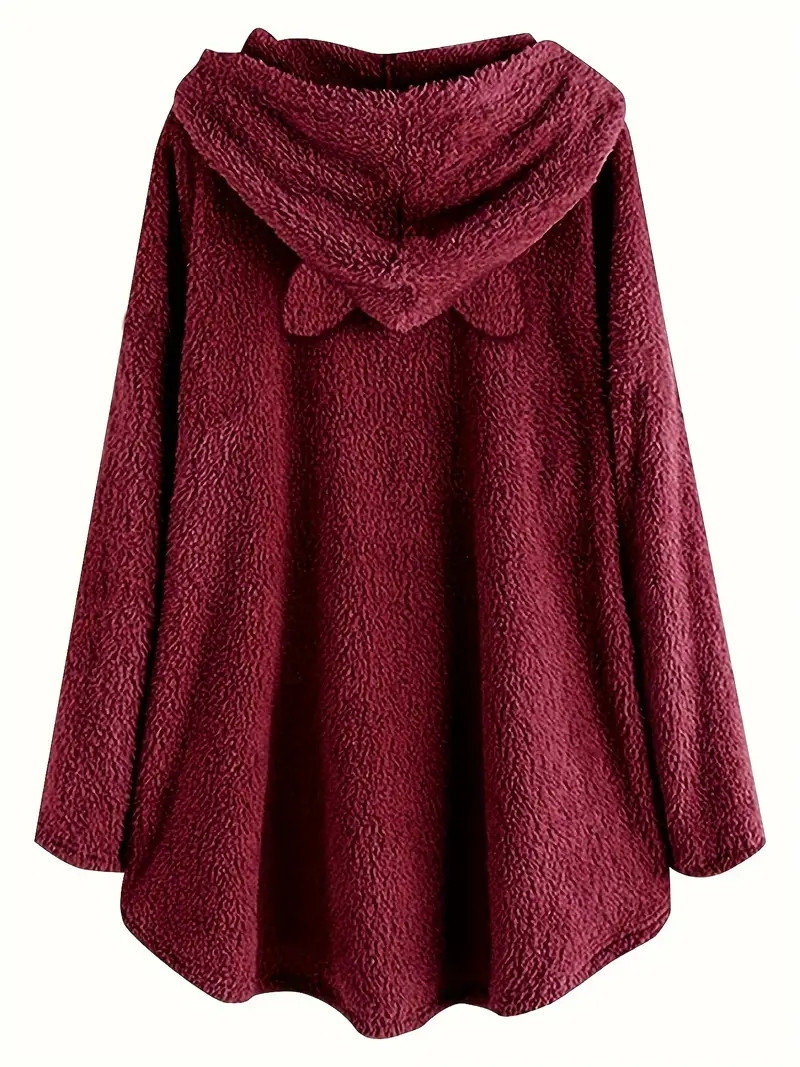 Cute Fleece Oversized Hooded Sweatshirt with Ears