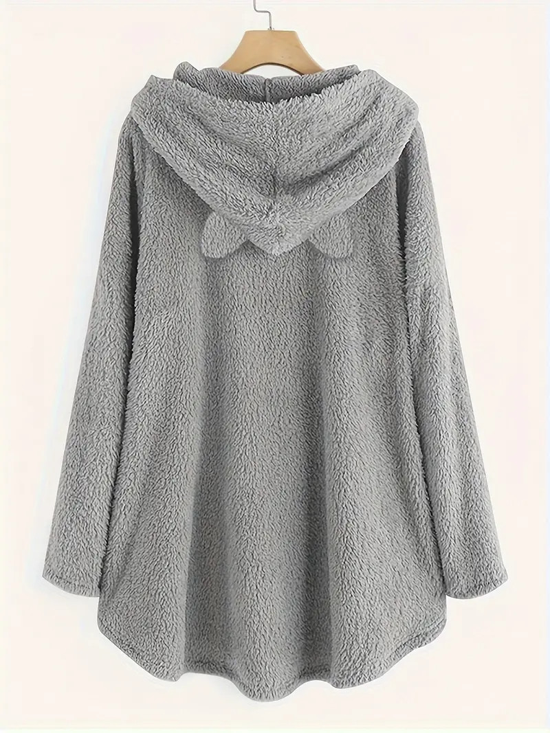 Cute Fleece Oversized Hooded Sweatshirt with Ears