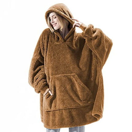 Hoodies Winter Warm Comfort Flannel Blanket With Sleeves Oversized Women