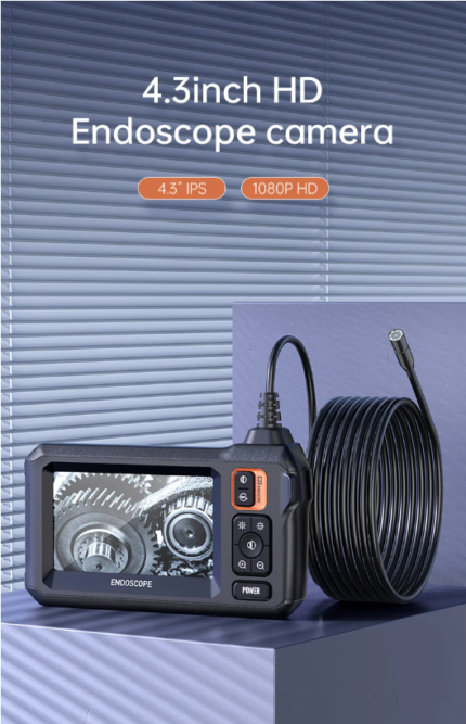 Industrial Endoscope Camera 8mm HD1080P 4.3inch IPS Screen 1080P Pipe Inspection Camera for Car Repair