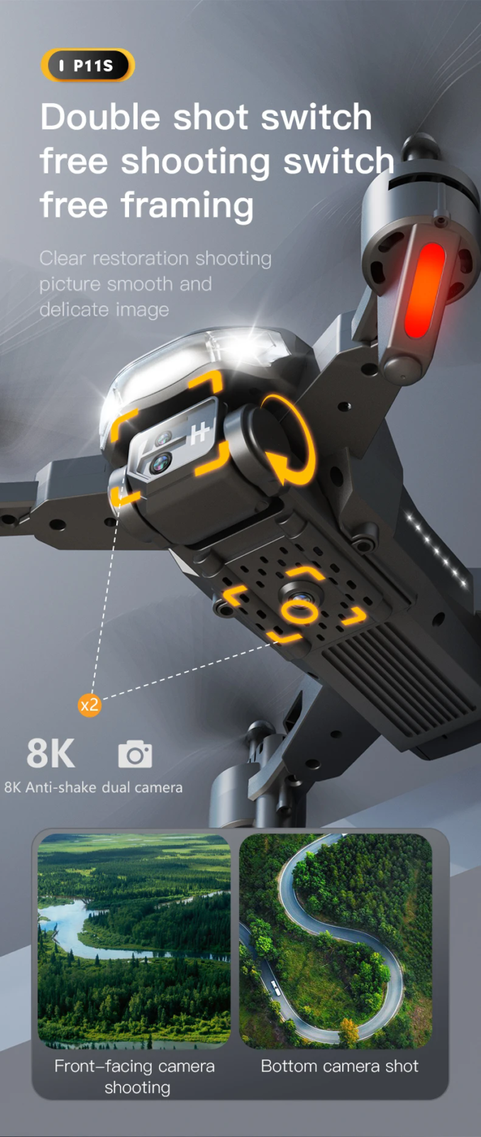 New P11 Pro RC Drone 8K Professinal With Photography UAV Wide Angle HD Camera Foldable Helicopter
