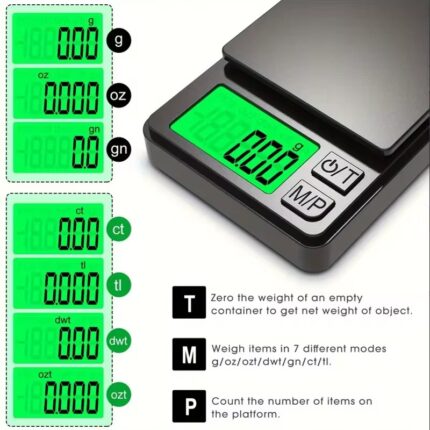 Precision Pocket Scale 1000g X 0.1g - Digital Gram, Food, Jewelry, Ounces/Grains Scale with Backlit LCD