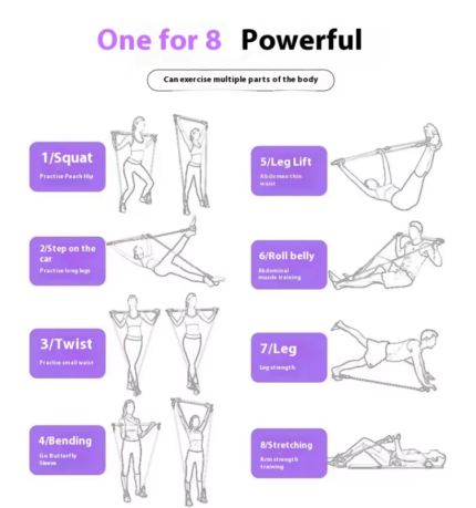 Pilates Stick Multi functional Fitness Stick Yoga Pilates Equipment Home Elasticity Exercise Training Hip Pulling Rope