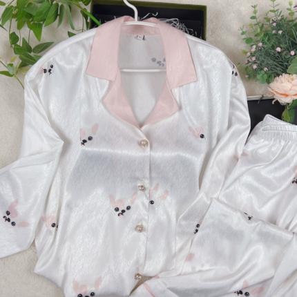 Ice Silk Pajamas Women Long Sleeve Lace Green Premium Sense Two Piece Sweet Homewear Love Blue