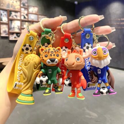4pcs Football Mascot Keychain Silicone Sports Bag