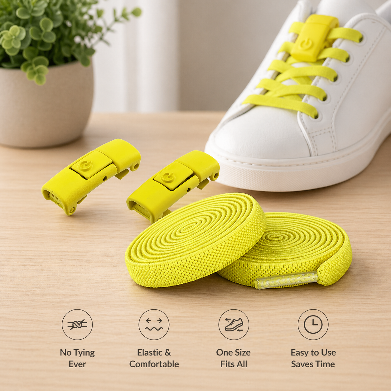 No-Tie Elastic Shoelaces – Adjustable, Secure & Hassle-Free Fit