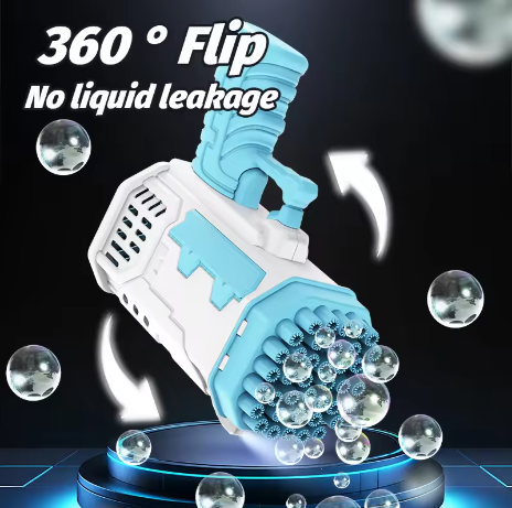 Electric Bubble Gun Launcher - 40 Hole Bubble Machine for Kids