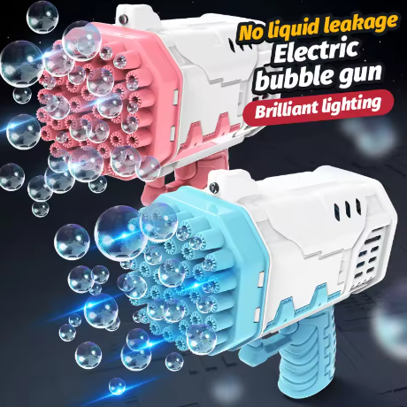Electric Bubble Gun Launcher - 40 Hole Bubble Machine for Kids