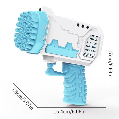 Electric Bubble Gun Launcher - 40 Hole Bubble Machine for Kids