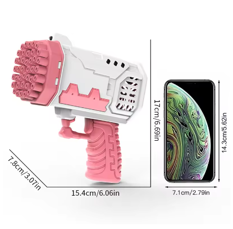 Electric Bubble Gun Launcher - 40 Hole Bubble Machine for Kids