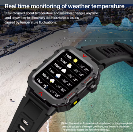 LAXASFIT Men's Smart Watch with LED Flashlight and Health Monitoring