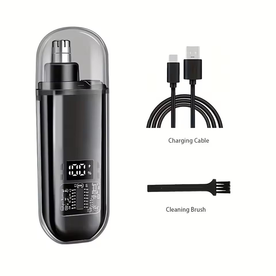 Portable Nose & Ear Hair Trimmer – USB Rechargeable, Compact & Precision Grooming Tool