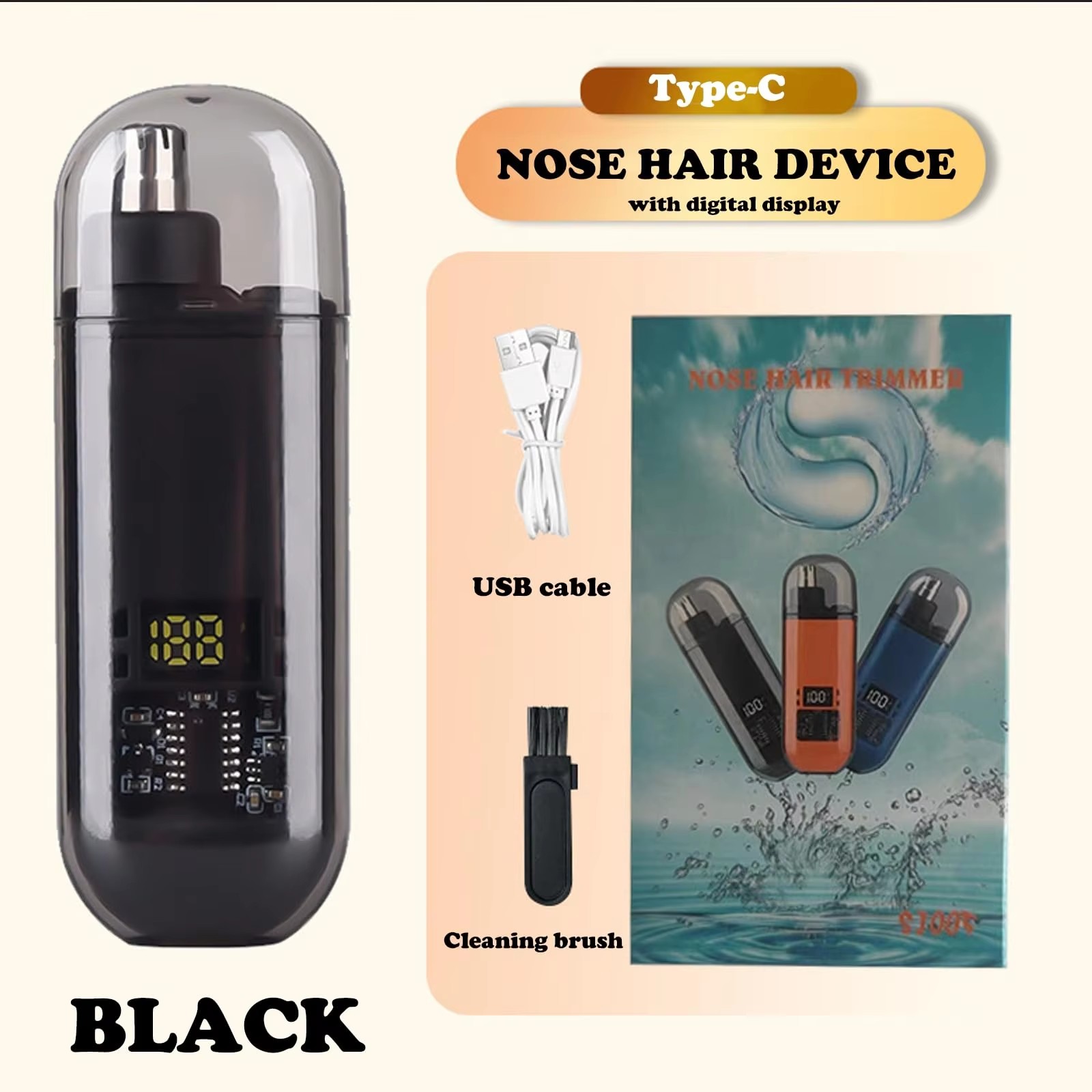 Portable Nose & Ear Hair Trimmer – USB Rechargeable, Compact & Precision Grooming Tool