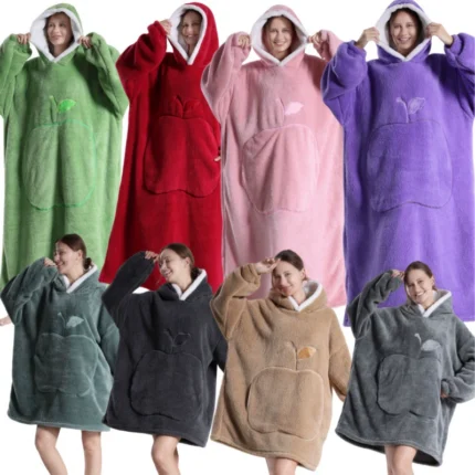 Winter Super Warm Clothes Extra Long Hooded Sweatshirts Women Adult Unsix Wearable Blanket Hoodie Oversize Homewear Clothing