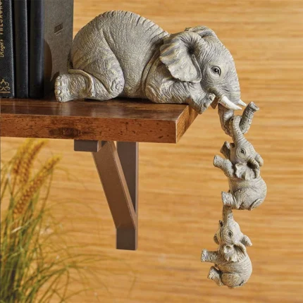 3 Pcs/set Cute Elephant Hug Baby Doll Resin Handicraft Decoration Home Decor Gift Decorative Figurines Miniatures Accessories