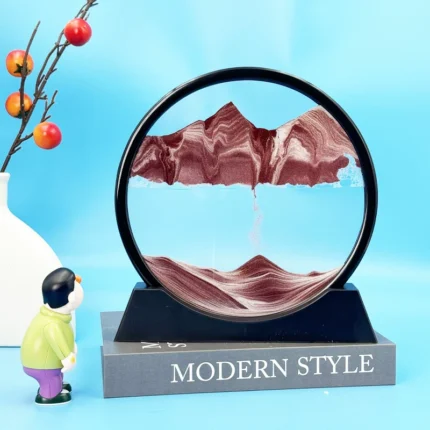 3D Moving Sand Art Picture Round Glass Deep Sea Sandscape Hourglass Quicksand Craft Flowing Sand Painting Office Home Decor Gift