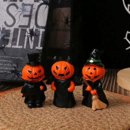 Halloween Fun Pumpkin Ghost Witch Doll Festival Mini Resin for Home Festival Party Desktop Atmosphere Decoration