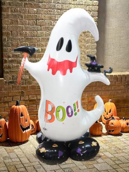 1pc Halloween 3D base ghost aluminum film balloon, suitable for celebrating Halloween horror decoration