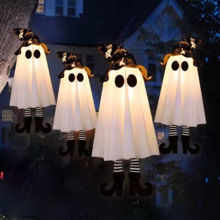 3pcs Halloween LED Light Up Witch Ghost for Halloween Party Home Indoor Outdoor Yard Decoration Scary Hanging Ornaments Gift