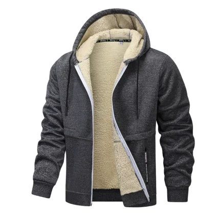 2025 New Winter New Cashmere Comfortable Thickened Jacket Men's Outdoor Sports Casual Thickened Hooded Jacket Top