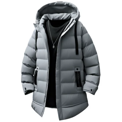 Long Down Jacket Men Thicken Warm Winter Coat Hooded GreenDuck Down Parkas Pure Color Casual Overcoat Outdoor Couple Clothes
