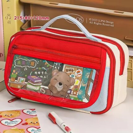 Pencil Case Japanese Style Retro Color Stationery Bag for Middle School Students Pencil Box Boys' Stationery Box