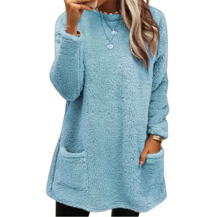Women Winter Warm Hoodie Coat Streetwear Fleece Pocket Thinken Sweatershirt Autumn Female Casual Loose Outfits Hoodie Tops