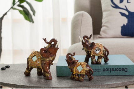 New Thai Lucky Elephant Sculpture Slip Proof Base Feng Shui Decoration Resin Elephant Figurine Home Office Gift