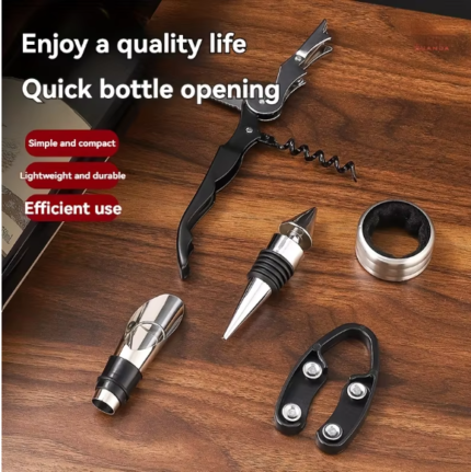 Premium Wine Tool Kit - 5-Piece Set with Corkscrew & Accessories, Perfect for Gifts, Travel & Home Bars