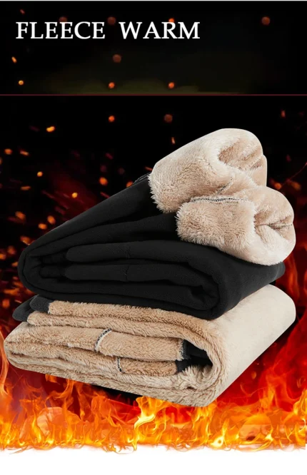 Winter Thickened Fleece Pants Windproof Warm Unisex Casual Trouser Outdoor Warm Thick Sports Gym Running Ski Hiking Pants Couple