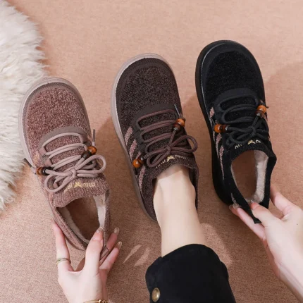 2025 Winter New Women's Fleece-lined Cotton Shoes for Cold Weather Comfortable Skid-proof Durable Sole Free Shipping