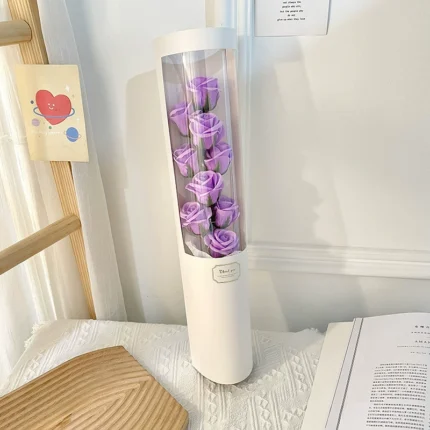 Modern Art Valentine's Day Romantic Soap Bouquet Soap Flower Gift Box Hug Bucket Valentine's Day Gift Eternal Flower Rose...