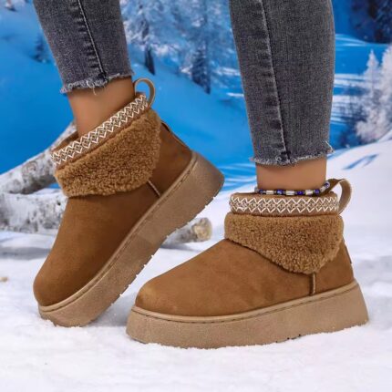 Fashion New Sexy Warm Large-size Snow Boots Winter Round Toe Suede Plus Velvet Comfortable Casual Walking Boots for Women