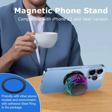 Bluetooth Speaker Portable G200 RGB Lighting Magnetic Speaker BT5.3 Mini Sound Box 7 Hours Playback Phone Holder