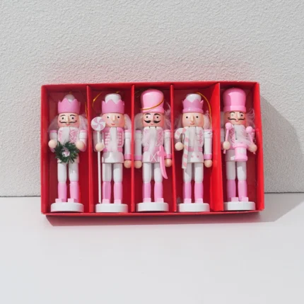 Nutcracker Miniatures Pink Series Nutcracker Puppet Ornaments Desktop Decoration Cartoons Walnuts Soldiers Band Do
