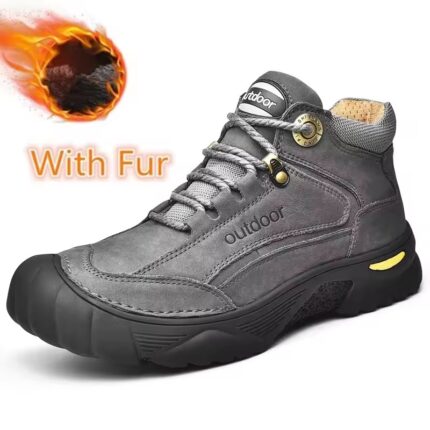 Winter Black Genuine Leather Comfy Men's Shoes Fashion Luxury Brand Men Boots New Design Outdoor Hiking Boots Man Casual Boots