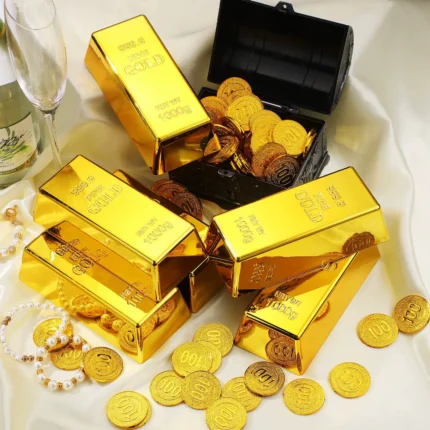 1 pc Fake Gold Bar Plastic Golden Paperweight Home Decor Bullion Bar Simulation