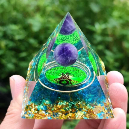 2025 Crystal Orgone Pyramid Energy Generator 5cm Natural Amethyst Peridot Reiki Chakra Meditation Tool Home Decor Christmas Gift