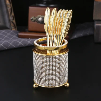 1 coffee set, 6 coffee spoons and 1 storage bucket combination, fruit dessert spoon, suitable for home, office, party stirring.