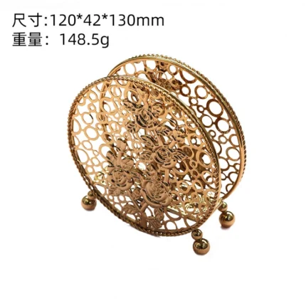 Napkin Holder, Delicate Retro Square Hollow Design, Desktop Decor Napkin Holder Tissue Rack for Tables Dinners Parties Offices