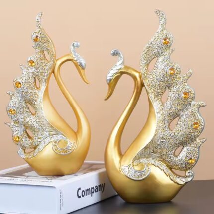 Nordic Modern Luxury Home Decor TV Cabinet Swan Ornament Wine Cabinet Living Room Tabletop Craft Home Accessories Figurines
