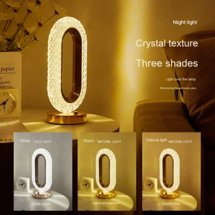 Touch Control 3D Crystal Track Night Light Girls Room Home Decor Aesthetics USB Bedside LED Ambient Table 3D Moon Lamp