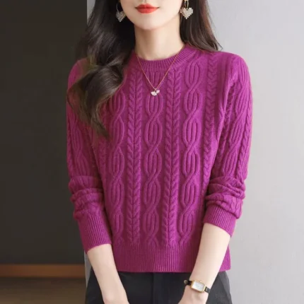 Casual Knitted Long Sleeve Women's Sweater New Cashmere Women's O-neck Pullover Autumn And Winter Loose Solid Color Tops