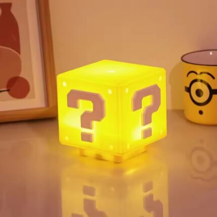 Question Mark Block LED Night Light, USB-connected Bedside Decorative Toy, Table Lamp with Game Coin Effect, Retro Player Gift