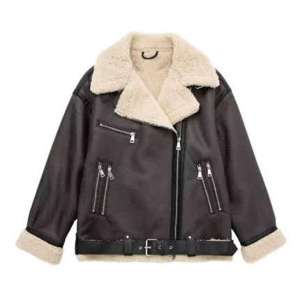 Autumn New Women's European and American Style Loose Fashion with Belt Double sided Collar Jacket Coat