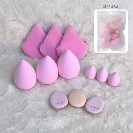 12-Piece All-Purpose Makeup Sponge Set, Made of 3 Loose Powder Puffs, 3 Mini Air Cushion Puffs, 3 Beauty Eggs and 3 Mini Beauty