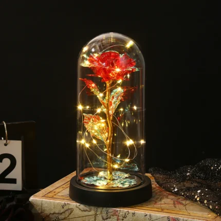LED Rose Flower Valentine's Day Eternal Rose Ornament February 14th Gift Desktop Decoration Mother Day Simulation Rose Gift