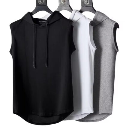 1-Mens Sleeveless Hooded Tank Tops Summer Gym Bodybuilding Fitness Sport Workout Singlet